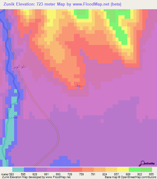 Zunik,Iraq Elevation Map