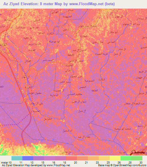 Az Ziyad,Iraq Elevation Map