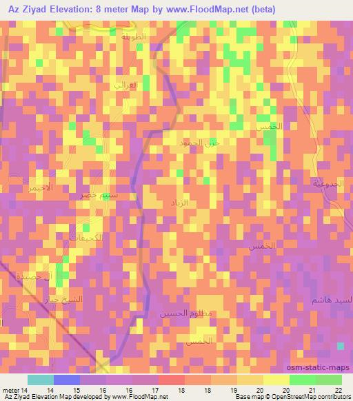 Az Ziyad,Iraq Elevation Map