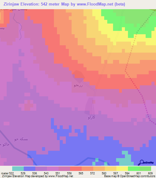 Zirinjaw,Iraq Elevation Map