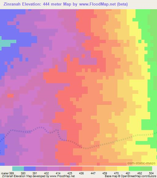 Zinranah,Iraq Elevation Map