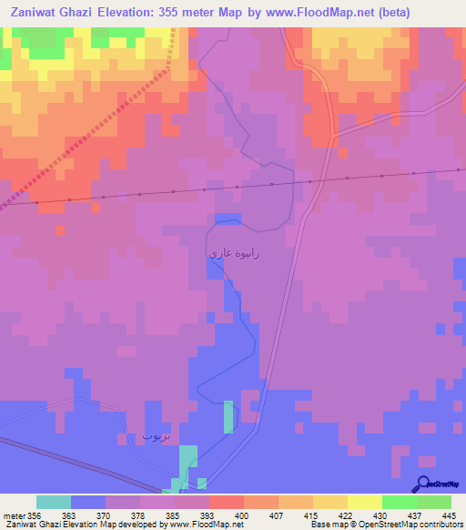 Zaniwat Ghazi,Iraq Elevation Map