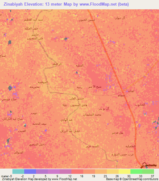 Zinabiyah,Iraq Elevation Map