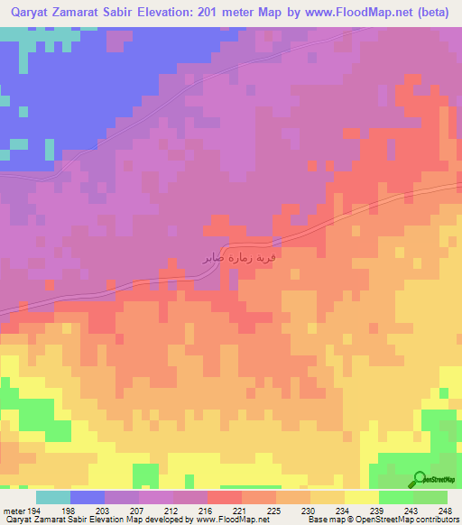 Qaryat Zamarat Sabir,Iraq Elevation Map