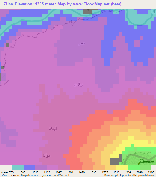 Zilan,Iraq Elevation Map