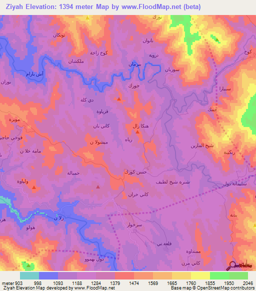 Ziyah,Iraq Elevation Map