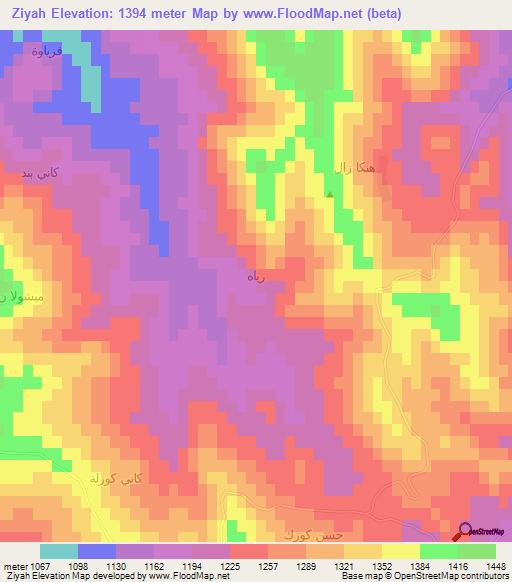 Ziyah,Iraq Elevation Map