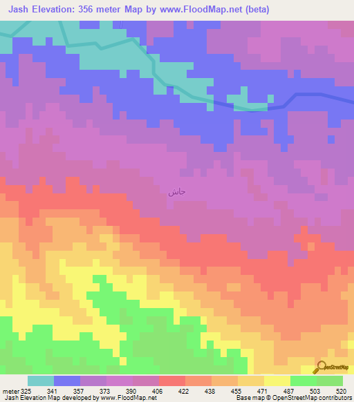 Jash,Iraq Elevation Map