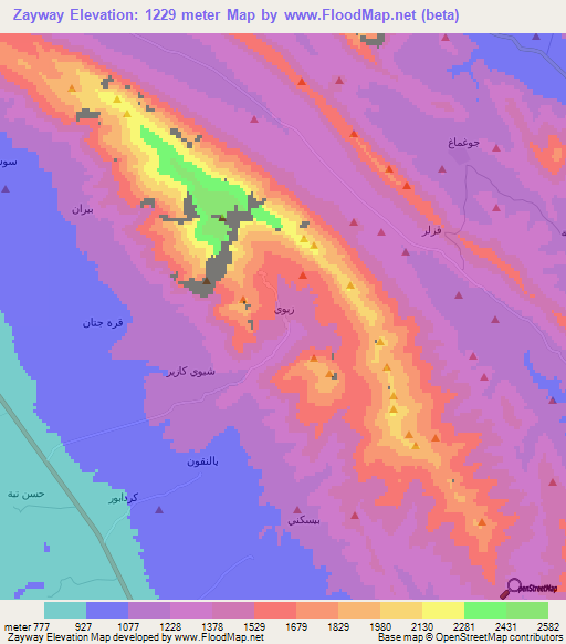 Zayway,Iraq Elevation Map