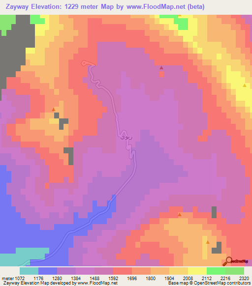 Zayway,Iraq Elevation Map