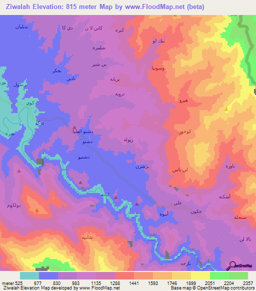 Ziwalah,Iraq Elevation Map