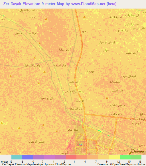 Zer Dayak,Iraq Elevation Map