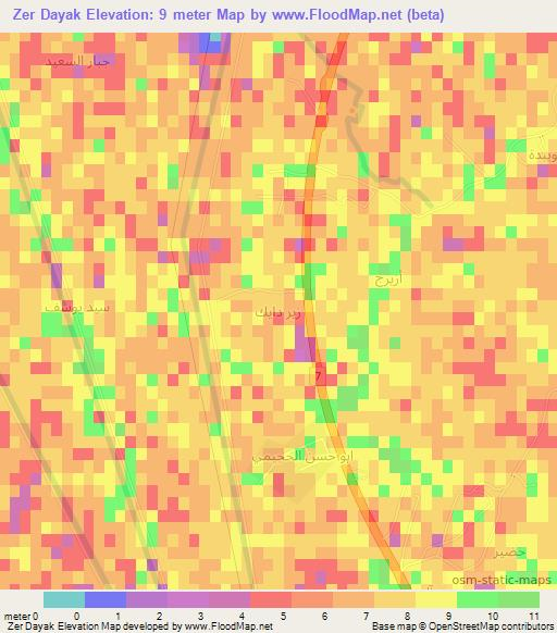 Zer Dayak,Iraq Elevation Map