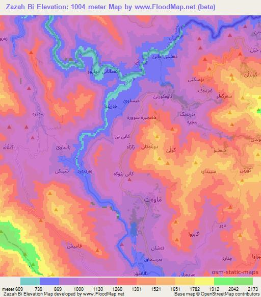 Zazah Bi,Iraq Elevation Map