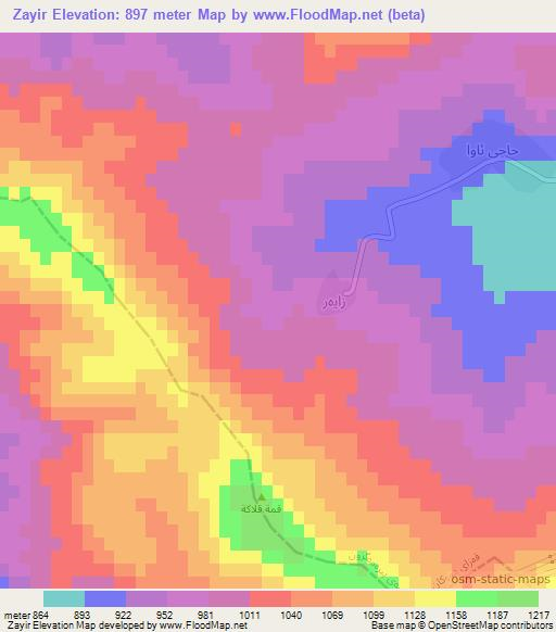 Zayir,Iraq Elevation Map