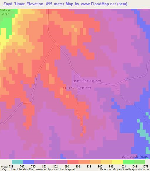 Zayd `Umar,Iraq Elevation Map