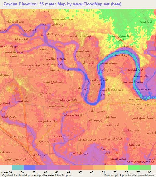 Zaydan,Iraq Elevation Map