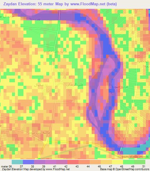 Zaydan,Iraq Elevation Map