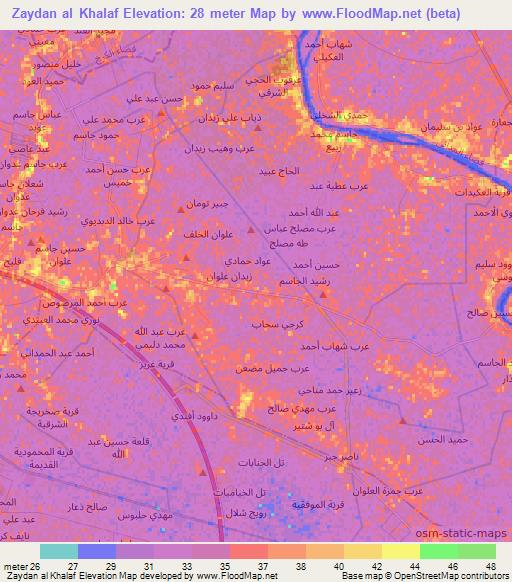 Zaydan al Khalaf,Iraq Elevation Map