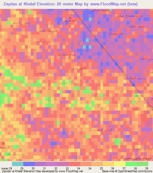 Zaydan al Khalaf,Iraq Elevation Map
