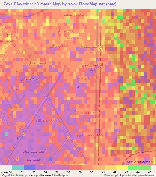 Zaya,Iraq Elevation Map