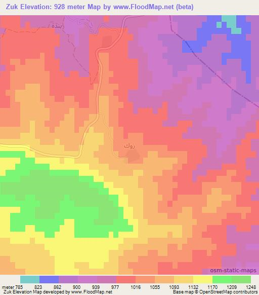 Zuk,Iraq Elevation Map