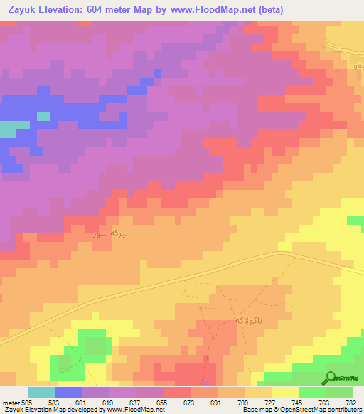 Zayuk,Iraq Elevation Map