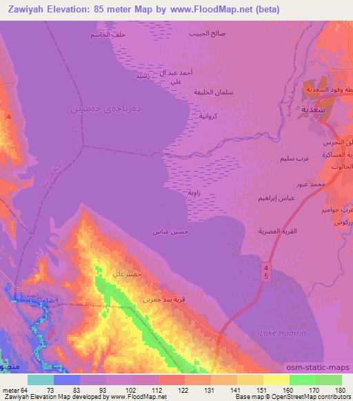 Zawiyah,Iraq Elevation Map