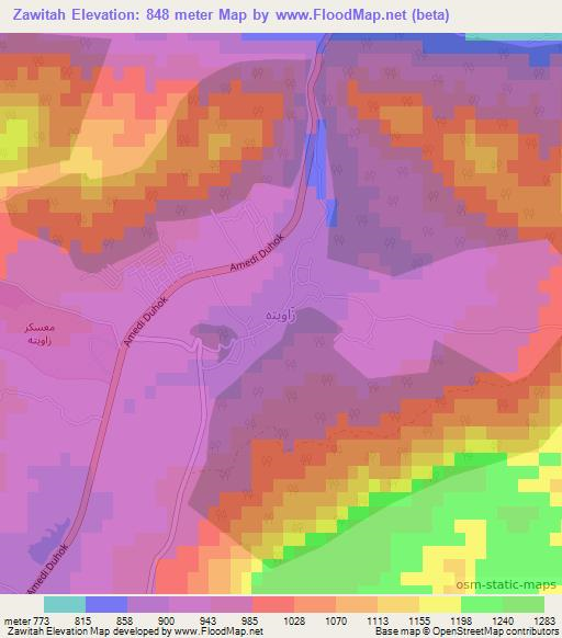 Zawitah,Iraq Elevation Map