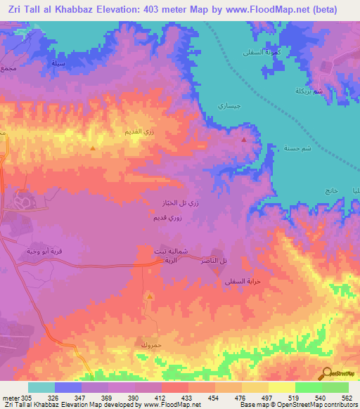 Zri Tall al Khabbaz,Iraq Elevation Map