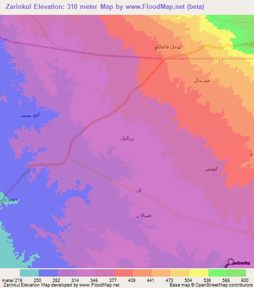 Zarinkul,Iraq Elevation Map