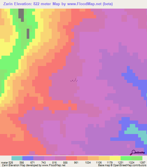 Zarin,Iraq Elevation Map