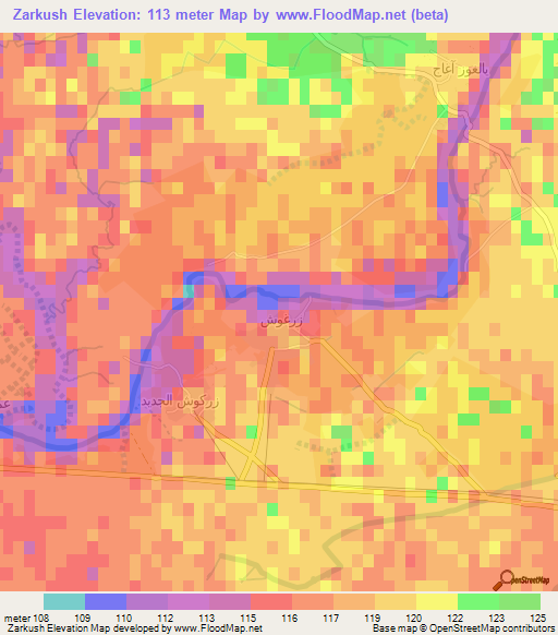 Zarkush,Iraq Elevation Map