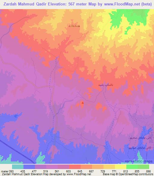 Zardah Mahmud Qadir,Iraq Elevation Map