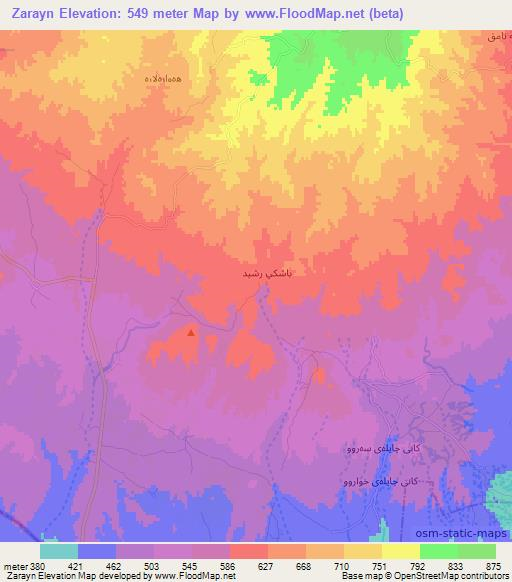 Zarayn,Iraq Elevation Map