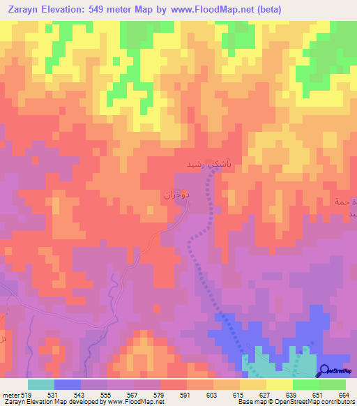 Zarayn,Iraq Elevation Map