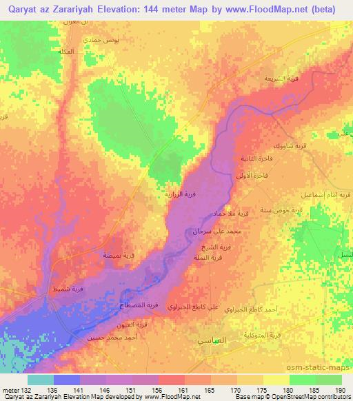 Qaryat az Zarariyah,Iraq Elevation Map