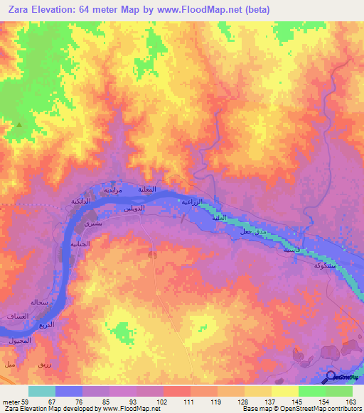 Zara,Iraq Elevation Map