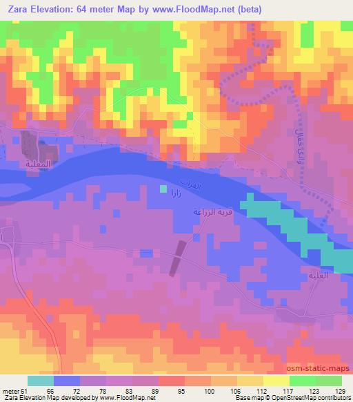 Zara,Iraq Elevation Map