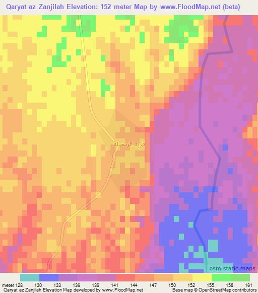 Qaryat az Zanjilah,Iraq Elevation Map
