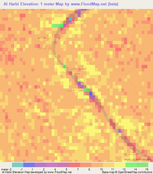 Al Harbi,Iraq Elevation Map