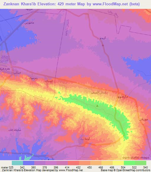 Zanknan Khara'ib,Iraq Elevation Map