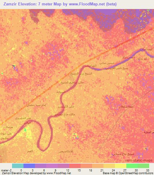 Zamzir,Iraq Elevation Map