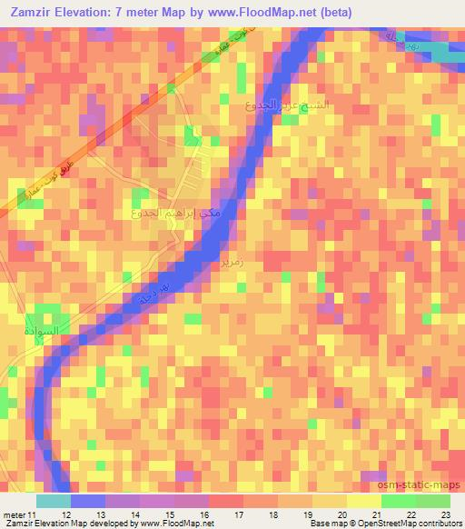 Zamzir,Iraq Elevation Map