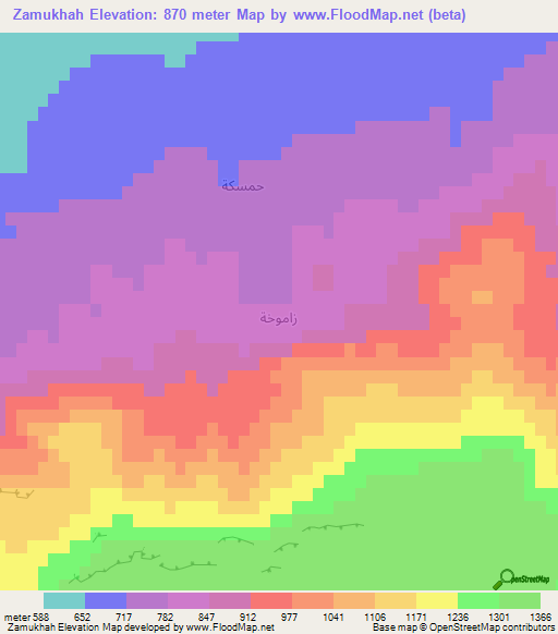 Zamukhah,Iraq Elevation Map