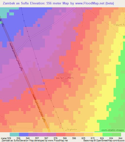 Zambak as Sufla,Iraq Elevation Map