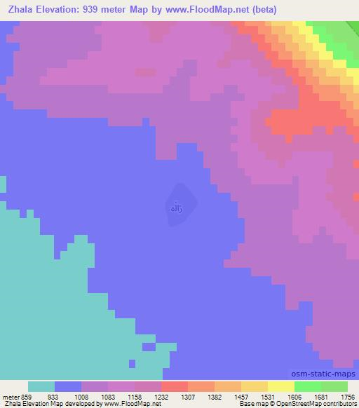 Zhala,Iraq Elevation Map