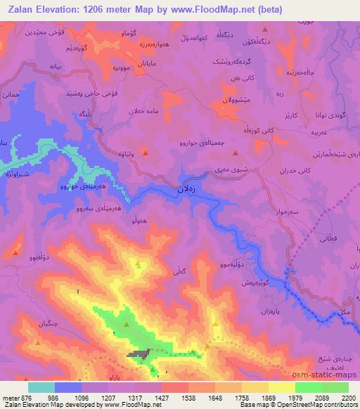 Zalan,Iraq Elevation Map