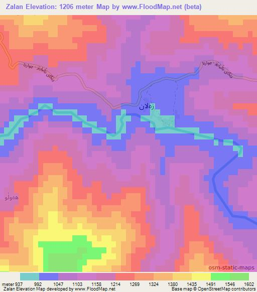 Zalan,Iraq Elevation Map