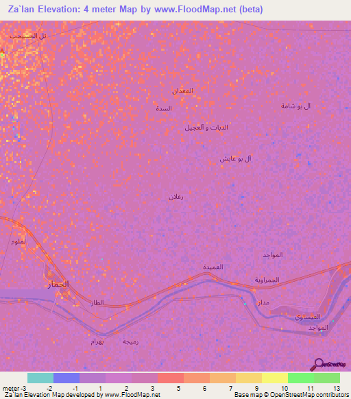 Za`lan,Iraq Elevation Map